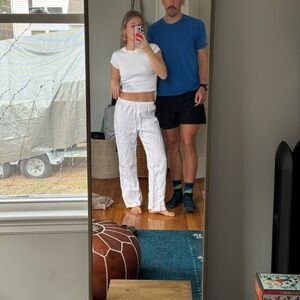 Reformation White Linen Drawstring Pants - Relaxed Fit